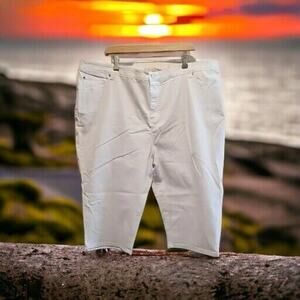 Soft Surroundings Womens 24W Ultimate Denim High Rise Skinny Pedal Pushers White